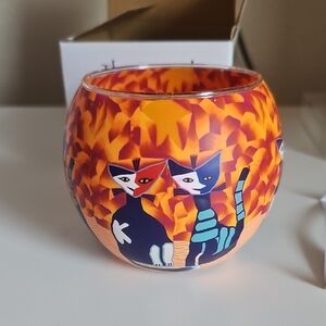 Hallmark Colorful Cat Glass Candle Holder